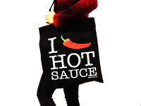 Baumwolltragetasche "I Love Hot Sauce" schwarz...